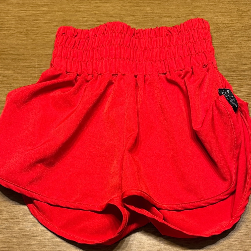Athletic Women's Red Running Shorts with Elastic Waist